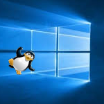 windows10 a přilétající tux